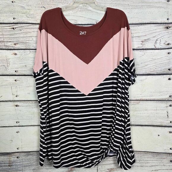 24/7 by Maurices Colorblock Stripe Tee 4X - Picture 1 of 8